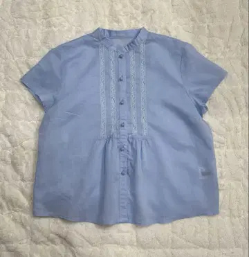 Aquascutum 밴드 카라 레이스 린넨 셔츠 블라우스 미사용