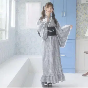 디어 마이 러브 로즈 리본 레이스 체크 유카타