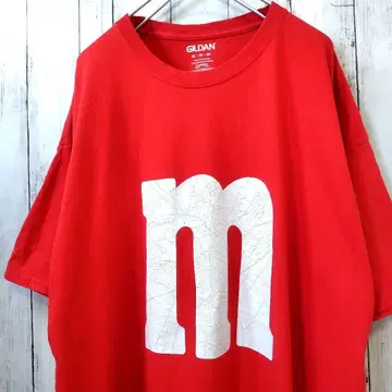 길던 M&M's 로고 프린트 빅 사이즈 티셔츠 빨강 2XL 중고