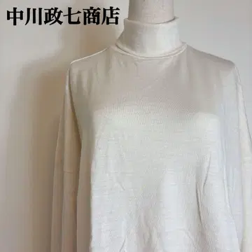 중가와 마사시치 상점 터틀넥 얇은 니트 장소매 심플 캐주얼 울