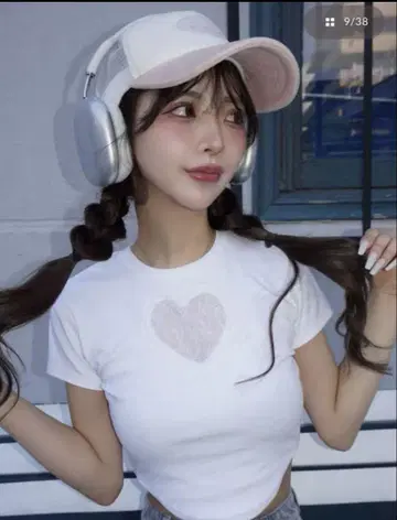 하트 레이스 컴팩트 티셔츠