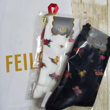 FEILER 하이디 양말 흰색과 검정색 2켤레 세트