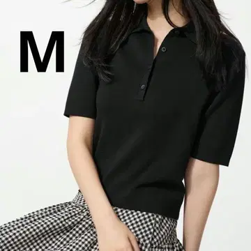 유니클로 폴로 스웨터 반팔 블랙 M