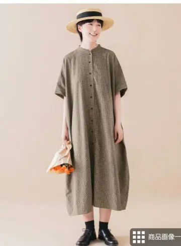 나추란 &yarn 깅엄 체크 싸개 버튼 원피스