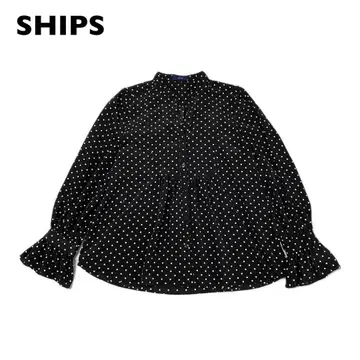 SHIPS 도트 가더 블라우스 캔디 슬리브 일본제