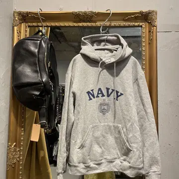 @ 해군학교 NAVY 로고 남성용 후드티 그레이 속기모 L