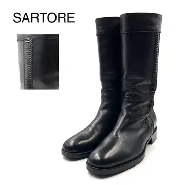 SARTORE  롱 부츠 가죽 블랙 37 23.5cm