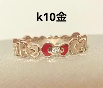 k10 금 반지 키티 리본