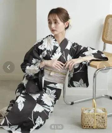 utatane 짙은 갈색 해바라기 유카타