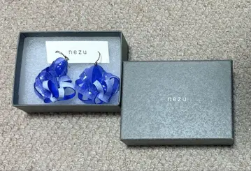 nezu 미스트 컷 귀걸이 파랑 실버 925