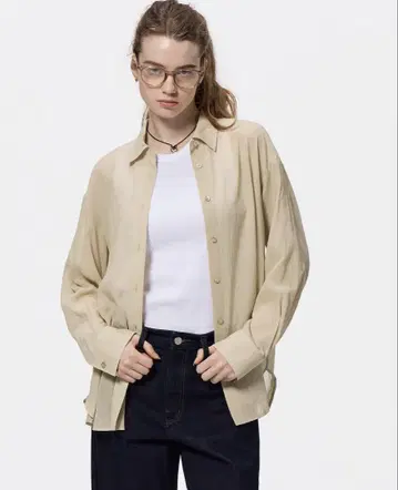 GU 시어 오버사이즈 셔츠 RS+E