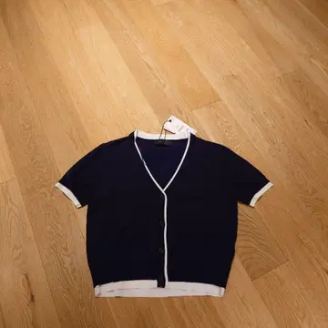 ZARA 네이비 V넥 반팔 스웨터 L