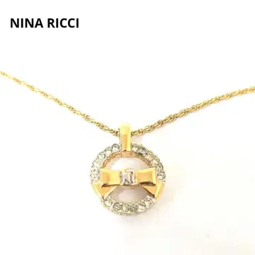 반짝반짝 니나리치 목걸이 라인스톤 리본 로고 빈티지