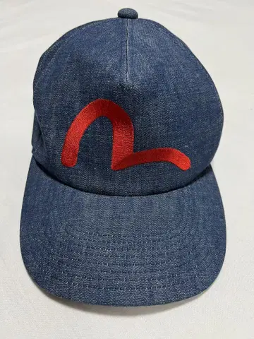 EVISU 데님 캡 빨간색 자수 갈매기 레드 갈매기