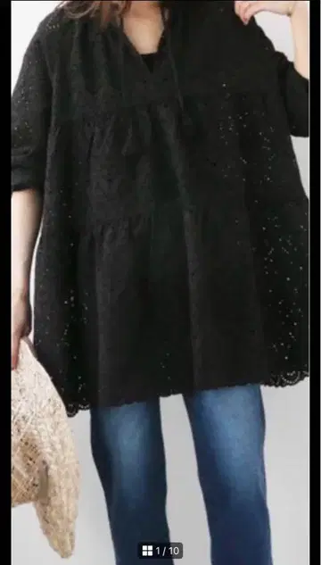 레리움 코튼 컷워크 자수 티어드 BL