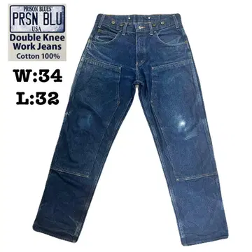PRISONBLUES 더블 니 진 워크 팬츠 W34 L32