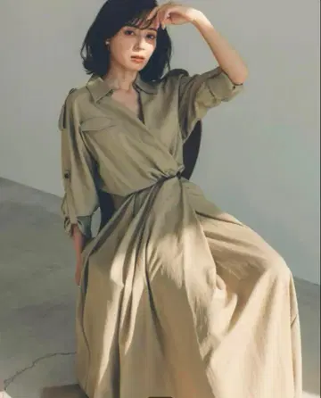 아뉴앙스 트렌치 디테일 원피스 베이지 M