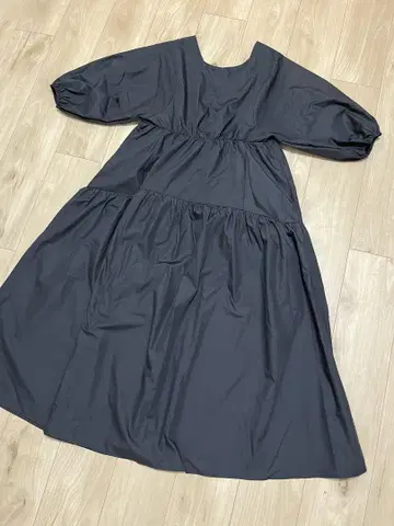 롱 원피스 검정 블랙 반소매