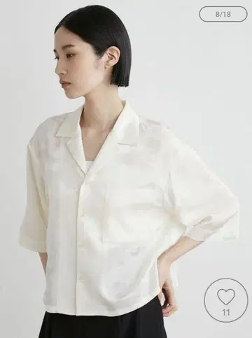 MIESROHE 구름 무늬 자카드 오픈 칼라 셔츠