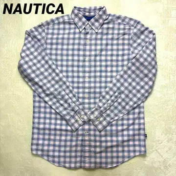 노티카 (NAUTICA) 긴팔 셔츠 자수 로고 핑크 M 사이즈 체크