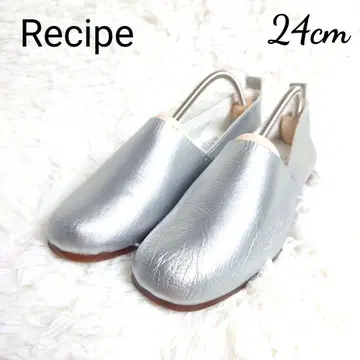 Recipe 레시피 가죽 플랫슈즈 슬립온 실버 24cm