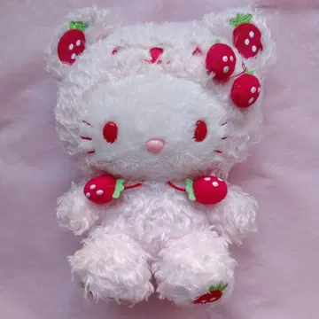 헬로키티 딸기 핑크 리본 봉제 인형 곰 베어