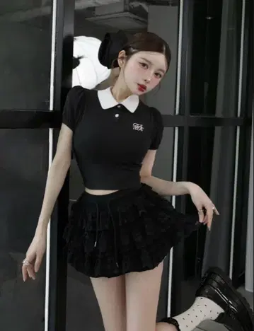 Darich DRCH 바이컬러 피케 셔츠 BLK