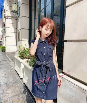 미셸 마카롱 데님 원피스
