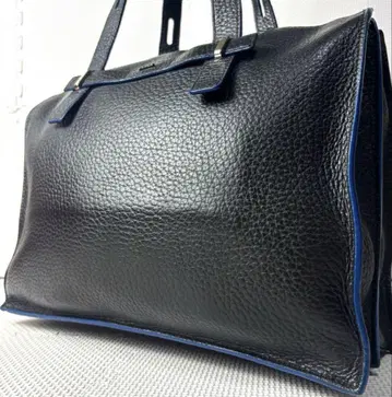 FURLA 가죽 비즈니스 백 블랙 파란색 테두리