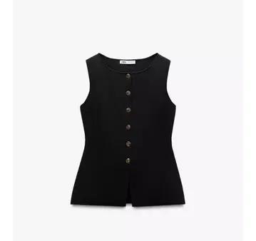 ZARA 블랙 니트 베스트 골드 버튼