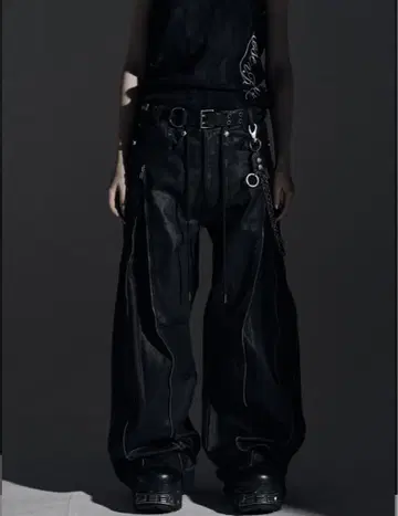 [ Rosen Kreuz ] ZIP WIDE BAGGY PANTS