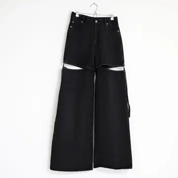 치코 블랙 컷아웃 데님 팬츠