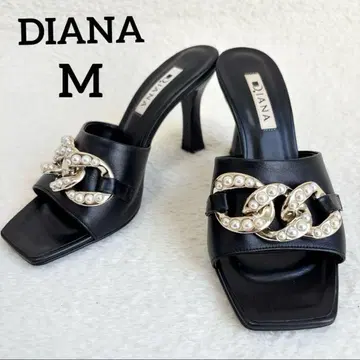[컨디션 최상] 다이애나 DIANA 펄 골드 체인 뮬 블랙