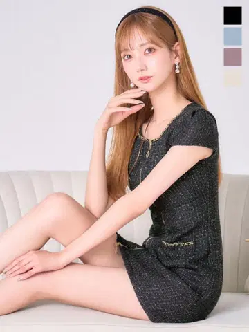 집업 트위드 드레스 jewels