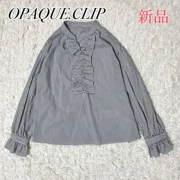 신품 OPAQUE.CLIP 오페크 도트 클립 스트라이프 프릴 블라우스