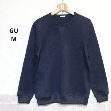 GU 양품 뒷면 털털한 단순한 트레이너 크루넥 장소매 네이비 i211