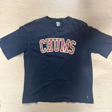 CHUMS 츄 로고 프린트 티셔츠 XL 네이비