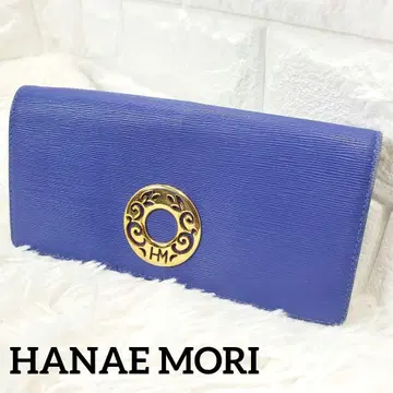 HANAE MORI 로열 블루 장지갑 금장 로고