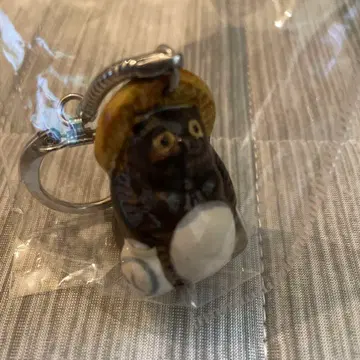 신라야키 타누키 키링 밀짚 모자