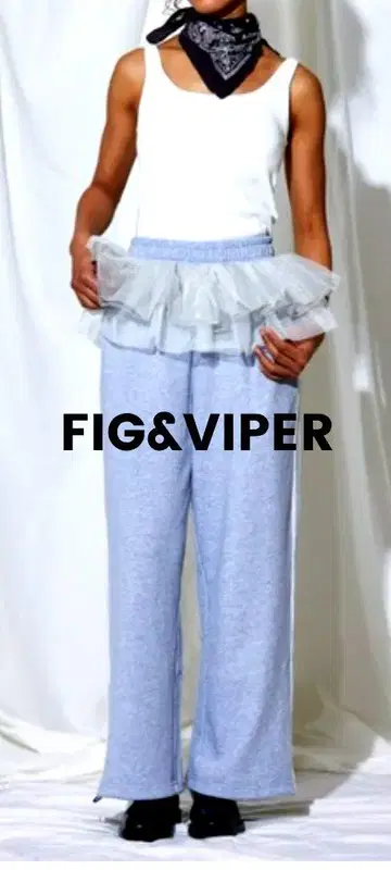 [새상품] FIG&VIPER (피그앤바이퍼) 프릴 스웨트 팬츠 그레이
