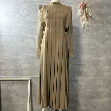 루일레 부티크 시어 슬리브 플리츠 롱 원피스 대형 사이즈 LL
