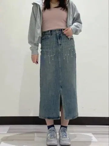 큐빅 데님 롱 스커트 디즈니 콜라보