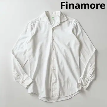 Finamore 피나모레 오픈 칼라 코튼 셔츠 화이트 백