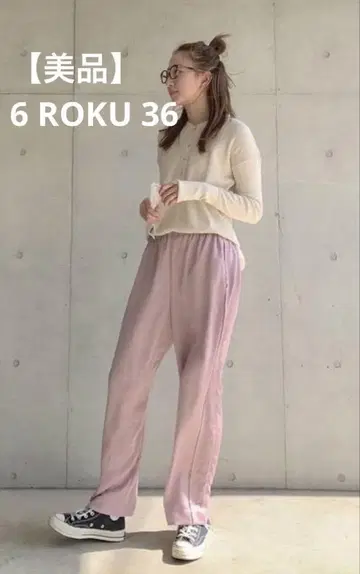 [새상품급] ROKU 6 로쿠 새틴 팬츠 옅은 핑크 36