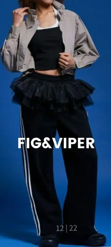 [새상품] FIG&VIPER (피그앤바이퍼) 프릴 스웨트 팬츠 블랙