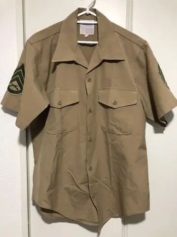 1970년대 미국산 오픈 칼라 반소매 밀리터리 치노 셔츠