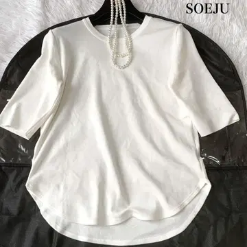 SOEJU 5부 소매 니트 셔츠 컷소 니트 코튼 혼방 최근 모델 M
