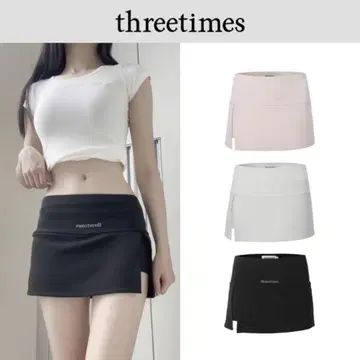 threetimes 블랙 미니 스커트 슬릿 디자인