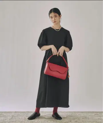moi tytto 하이웨이스트 절개 퍼프 원피스  롱 원피스