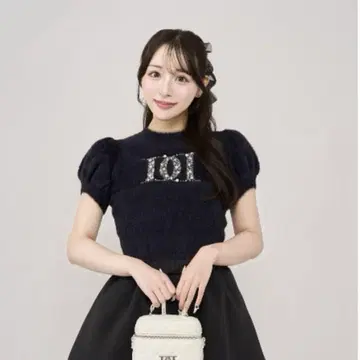 Dairch 다리치 팬시 비즈 DD 로고 니트탑 BLK 새상품
